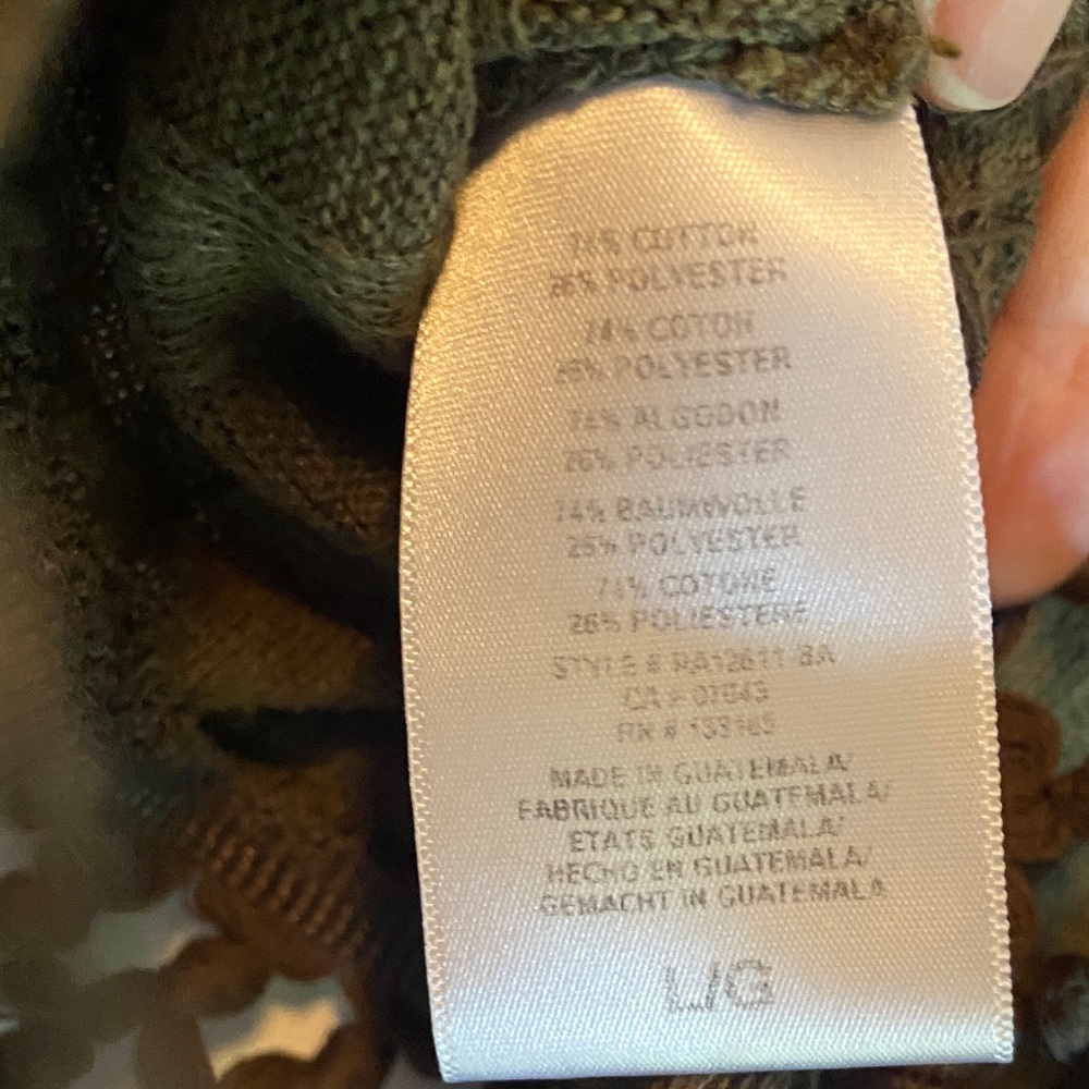 Anthropologie eri + ali Olive Fringe Hem Sweater Size Large - Picture 6 of 6